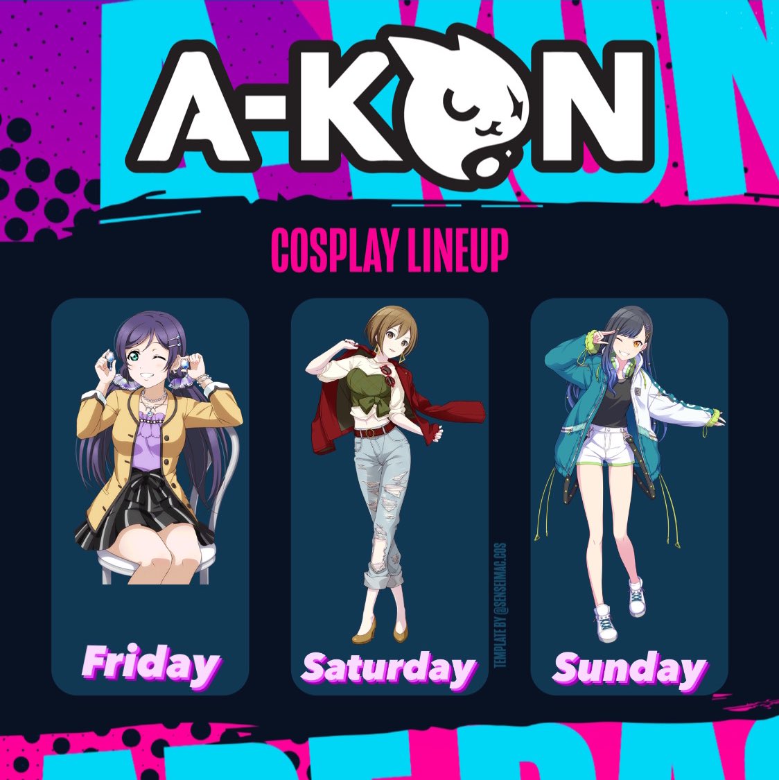 GetGladeline's tweet photo. This is my cosplay lineup for @AnimeUnchained this weekend 😎✨ I’m in causal Nozomi today, then I’ll be Street Sekai MEIKO tomorrow, and An Shiraishi on Sunday! Only plans are to vibe and have fun! 🥹💖

#ProjectSekai #projectakon #lovelive https://t.co/7SPKM33E1C