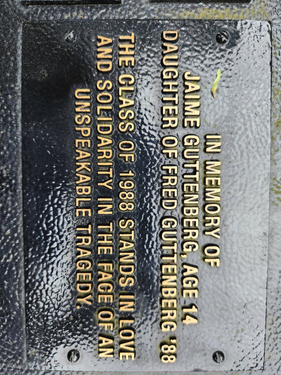 fred_guttenberg's tweet photo. Today, people across the country wear orange to bring awareness to gun violence. I am also attending my 35th reunion at Skidmore College.  My Alma Mater has this permanent memorial on a campus that Jaime will never be able to attend.  This is the reason we wear orange. https://t.co/51U85LPsrK