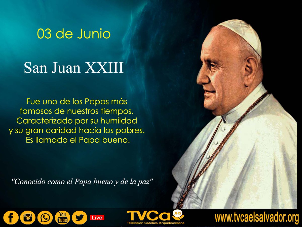 San Juan XXIII estableció una nueva era por su especial convocatoria del Concilio Vaticano II. Llegó a brillar por su humildad y caridad hacia los pobres ganándose el título de 'El Papa bueno'. #SantoDelDia #sanjuanxxiii #ConcilioVaticanoII #TVCA #tvcasomostodos #Comparte