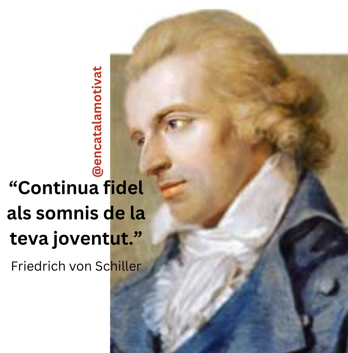 “Continua fidel als somnis de la teva joventut.” 

 Friedrich Von Schiller (1759 - 1805) 
 
#friedrichvonschiller en #català #motivatencatalà #mantincelcatalà