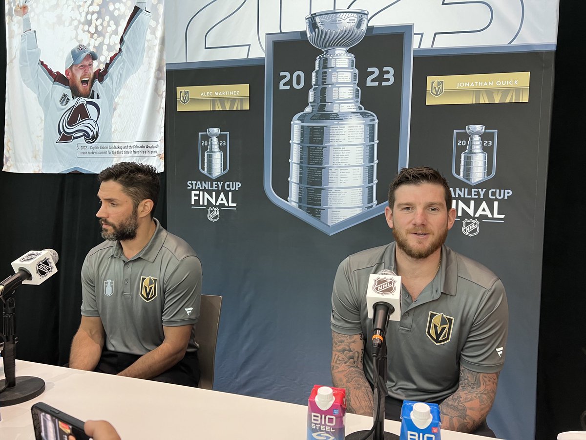 DennisTFP's tweet image. This one's for you LAK fans.
JQ32 in a great mood ahead of SCF Game 1. Had a big laugh when I asked what he would've thought if I told him in October he'd be sitting next to AMart in June.