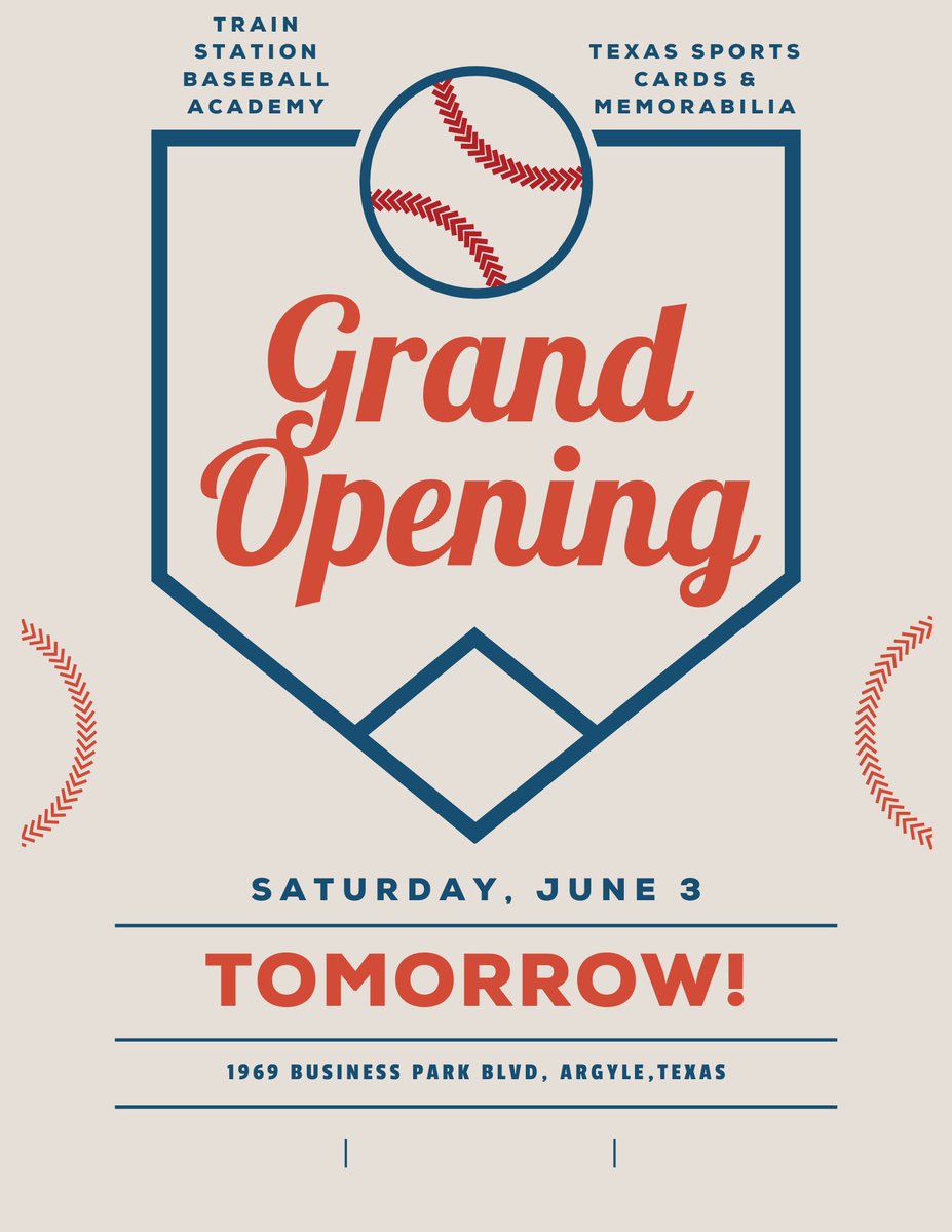 TSBaseballAcdmy's tweet photo. Don’t forget! Our grand opening party is tomorrow, June 3rd from 4-9 pm! There will be games, prizes, giveaways, bounce houses, food, and more! We’d love to see you there! https://t.co/y3g7GqeBF6