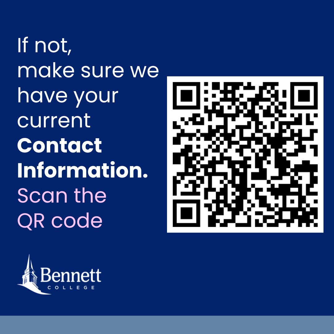 Alumnae! Have you received your copy of The Belle Ringer? If not, scan the QR code below. 

If you’ve received your copy, take a picture with it, share, and tag Bennett College to be featured 😊

#BennettCollege #TheBelleRinger