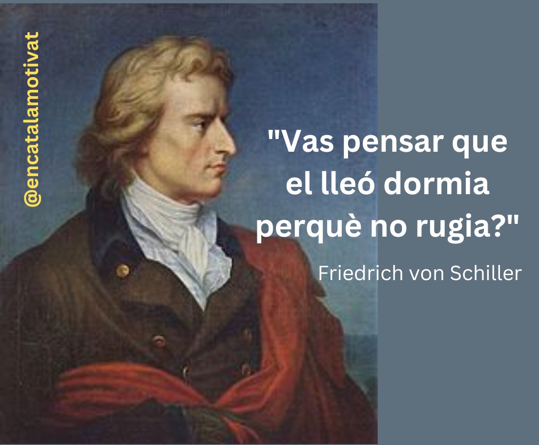 “Vas pensar que el lleó dormia perquè no rugia?”

Friedrich Von Schiller (1759 - 1805)

#friedrichvonschiller en #català #motivatencatalà #mantincelcatalà