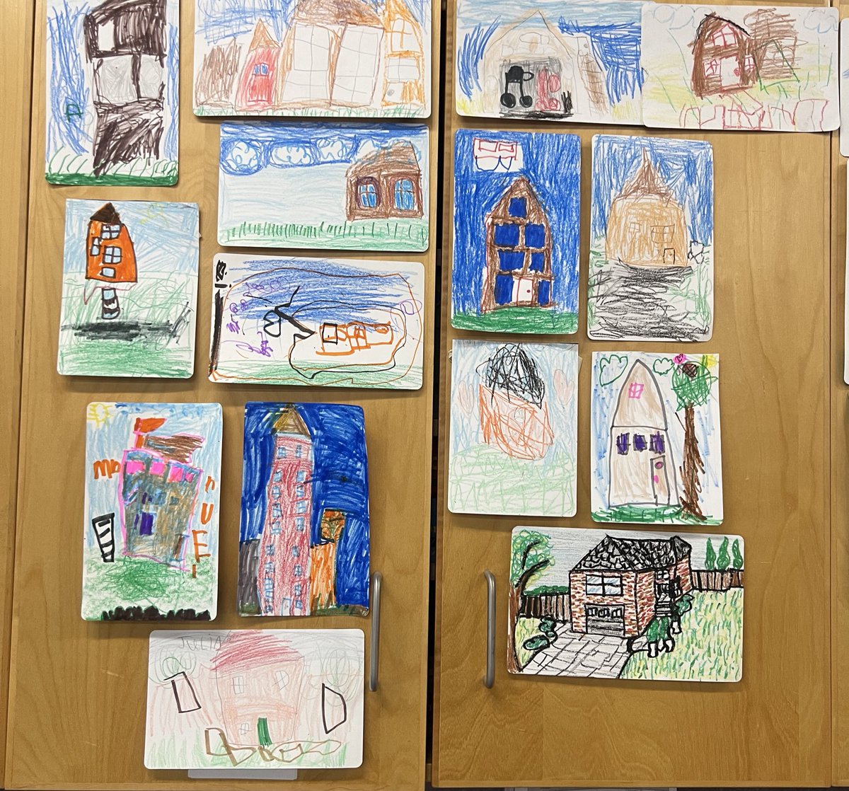 After reading the book, “Castles, Caves and Honeycombs”, we discussed the many different homes animals and people live in and what makes them special. Our class drew what their homes look like.  <a href="/albert7185/">@albert_DPCDSB</a>