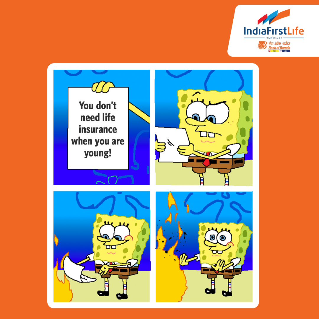 IndiaFirst_Life's tweet photo. Be a SpongeBob Smart Pants, and invest young so that your future doesn't get hung. #JustChill
#IndiaFirstLife #Meme #SpongeBob #LifeInsurance #SmartInvestments #InsureYoung #ChilledFuture #YehTohCertainHai https://t.co/9yZvEGaqLZ