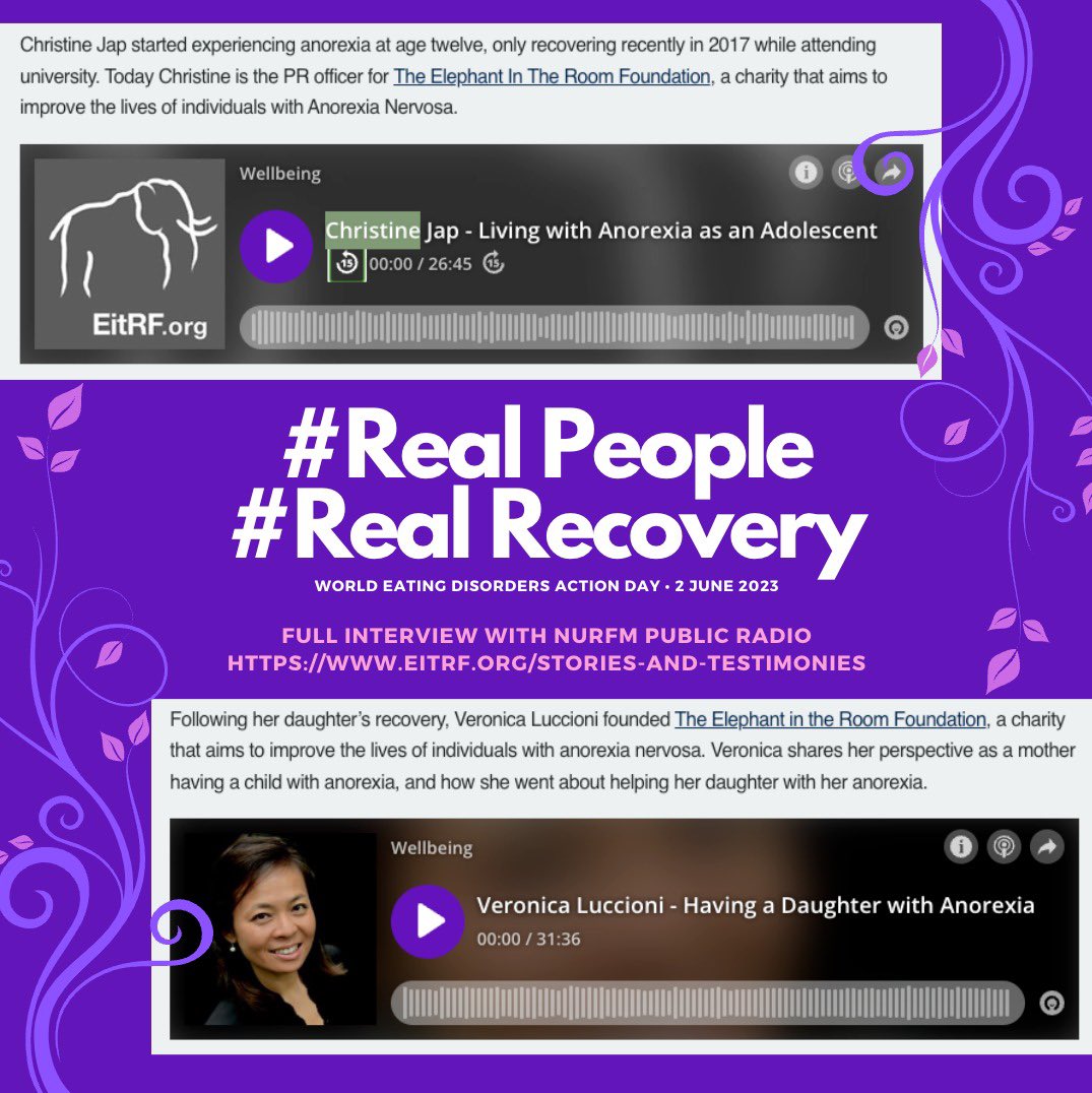 EitRForg's tweet photo. Today 2 June 2023 is World Eating Disorders Action Day! Thank you, Jack at NURFM Australia Public Radio for highlighting the much needed topic of anorexia. The full interviews of #RealPeople #RealRecovery can be found here. https://t.co/F0aQNBMusD… @WorldEDday https://t.co/AgraufV4pu