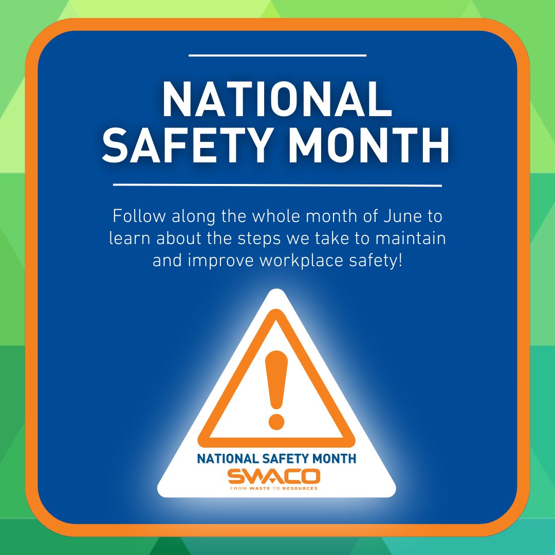 SWACOGreen's tweet photo. DYK solid waste collection is the 7th deadliest job in the U.S. ? In honor of #NationalSafetyMonth, SWACO will highlight common causes of preventable injuries & the steps we take as an organization to maintain & improve workplace safety. #GoGreenForSafety #SWACOcares https://t.co/wSINuH9qES