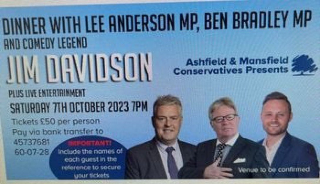 Dinner with #30pLee where is the other £49,70 going? Who is this comedy legend that’s appearing, depending on who it is may make the experience worthwhile. @JustStop_Oil can you let me know how it goes, and save me a box of chicken nuggets please?