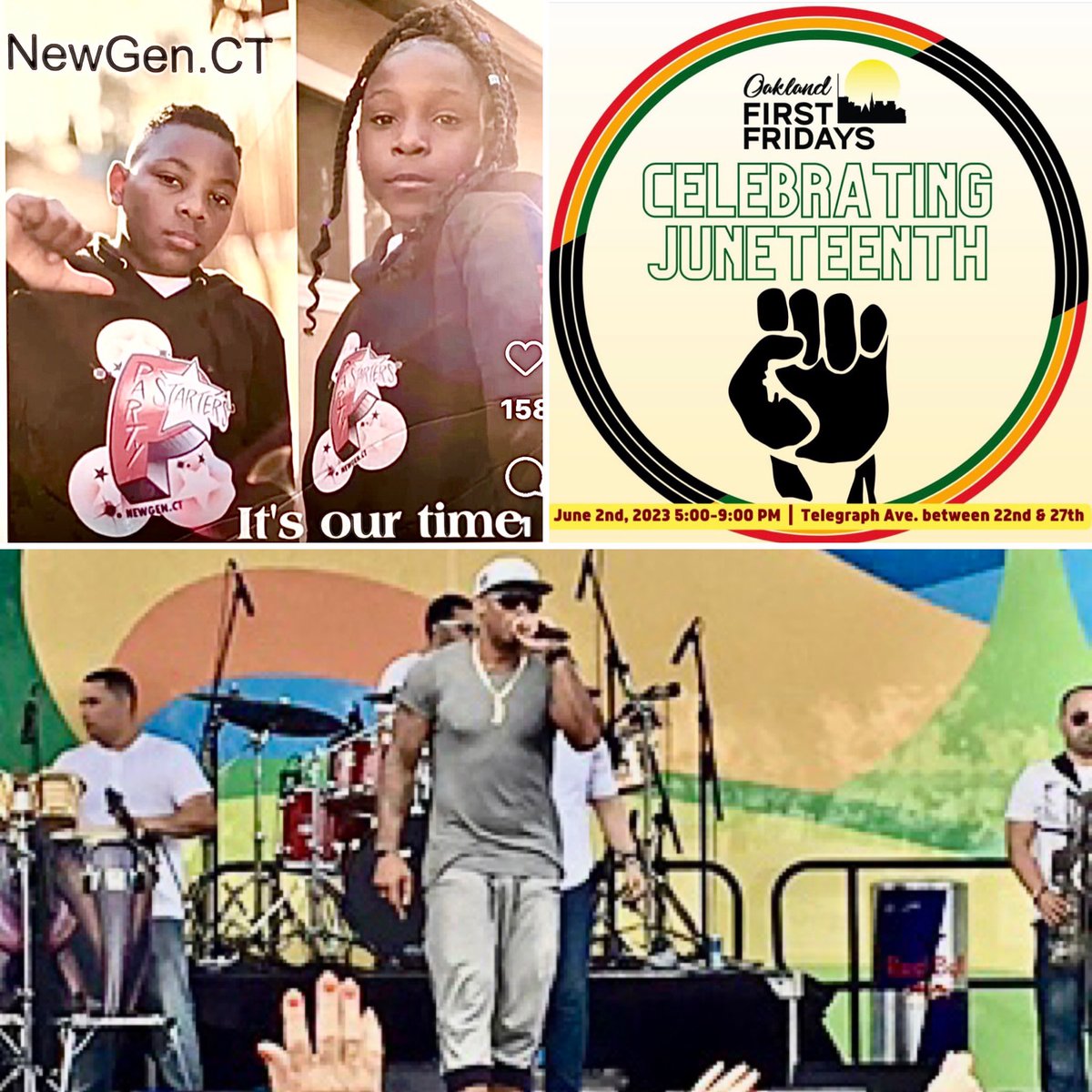 jeanquan's tweet photo. Celebrate #Juneteenth at #Oakland #FirstFridays tonight 5-9pm. Headliners on the main stage are young rappers #NewGen.CT and #DosFour #AfroLatin Band. www.oaklandfirstfridays.orgWe’re headed down for the #foodtrucks & #dancing
#weloveoakland https://t.co/0i3bcJwLjh