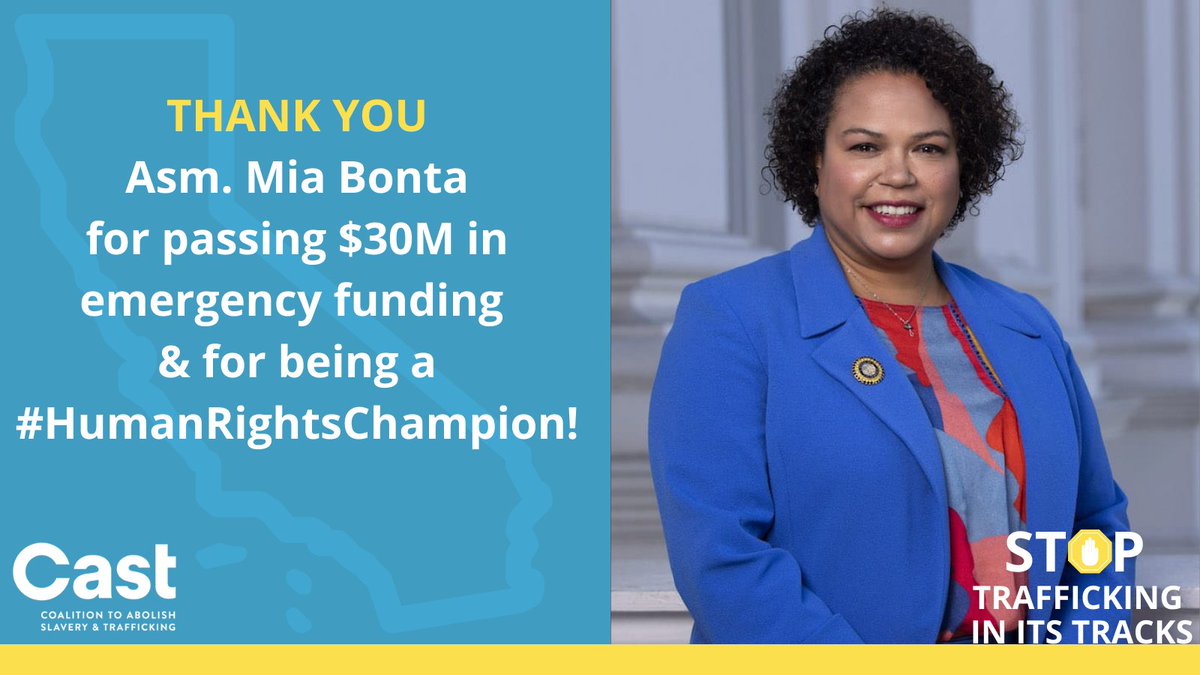 CASTLA's tweet photo. Thank you to Asm @MiaBonta for passing out of your subcommittee Assemblyman @MSantiagoAD54's proposal to reauthorize $30 million in emergency funding for human trafficking victim services! You are a #HumanRightsChampion! Together we can #StopTraffickingInItsTracks https://t.co/ZJceOzZeMW