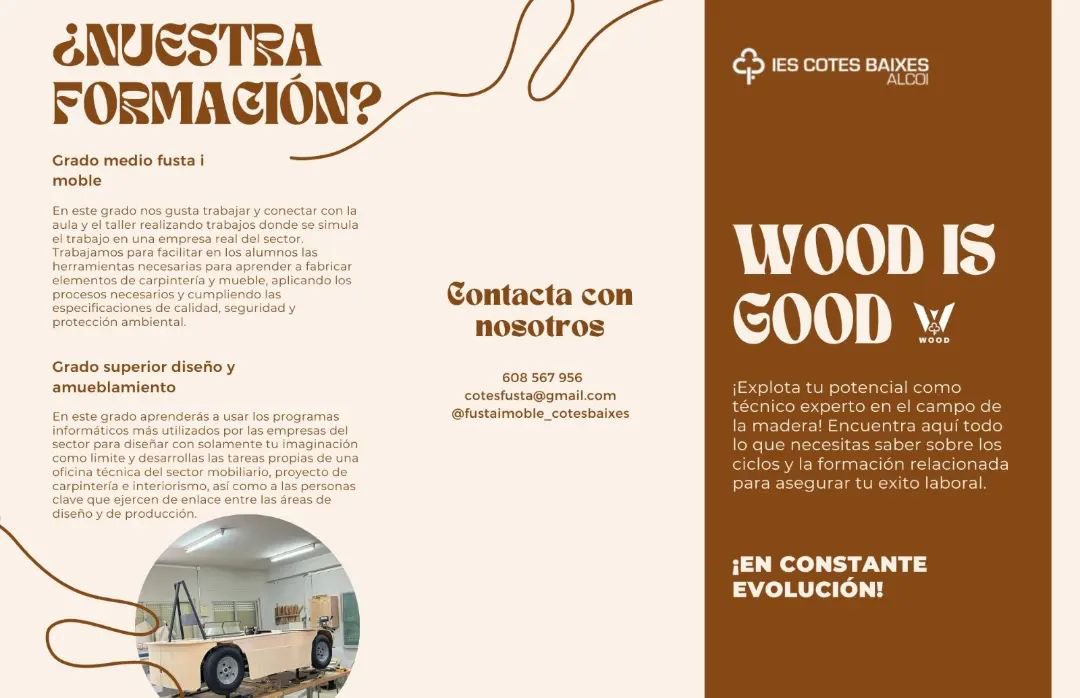 maderaymueble's tweet photo. 🟤¡Este es nuestro nuevo triptico!🟤

🪵En él encontrarás todos los datos que necesitas saber sobre nosotros🪵

Infórmate y matrículate cuanto antes para empezar a formarte y tener un gran futuro laboral.🤎WOOD IS GOOD🤎 https://t.co/mFpZBRaYA8