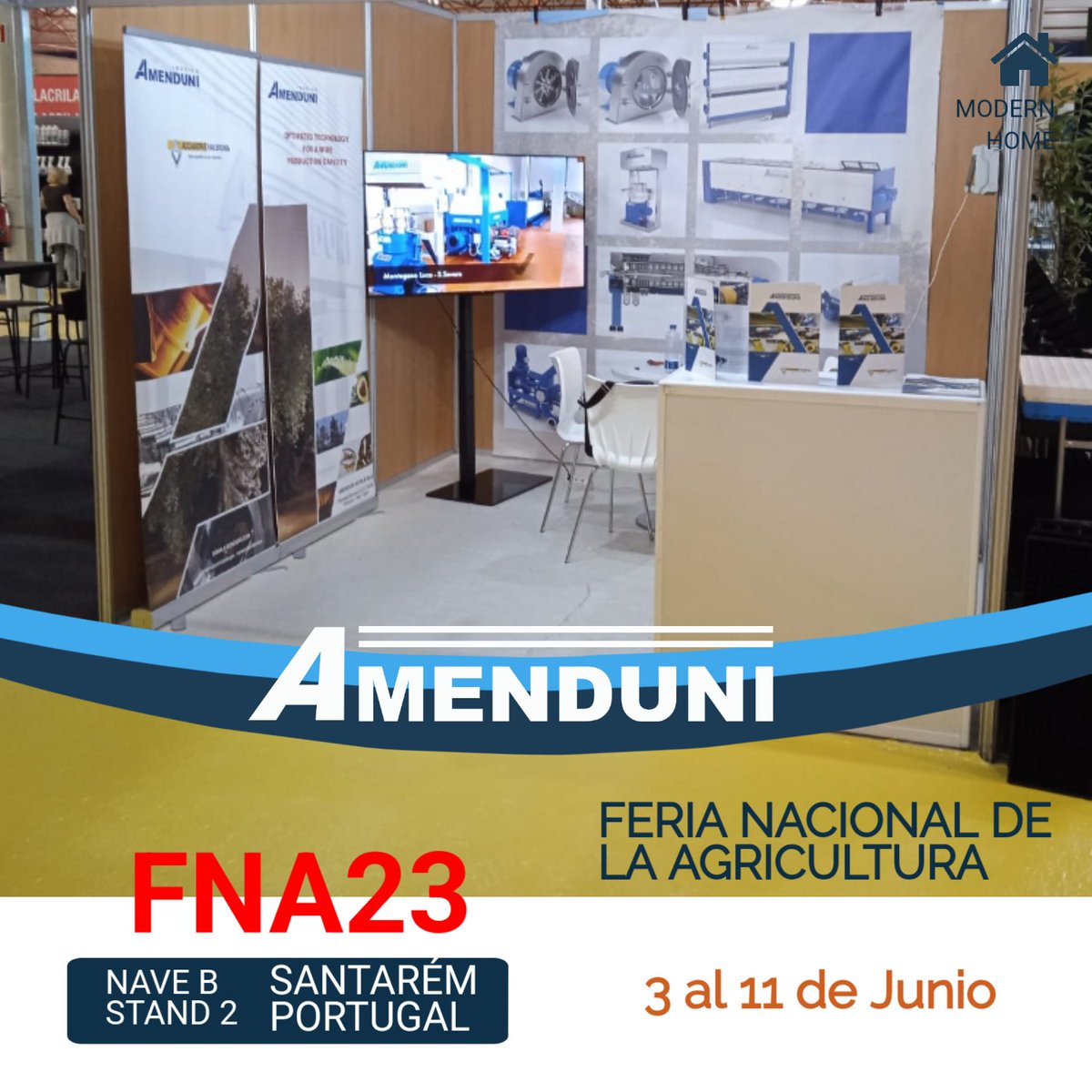 Amenduniberica's tweet photo. Todo preparado para la próxima feria nacional de la agricultura en Santarem.
Os informaremos de los últimos avances en la tecnología de nuestra maquinaria para ayudar a mejorar la eficiencia en su trabajo! ¡No pierda la oportunidad de visitarnos. ¡Les esperamos en nuestro stand! https://t.co/b77u0MmGsC