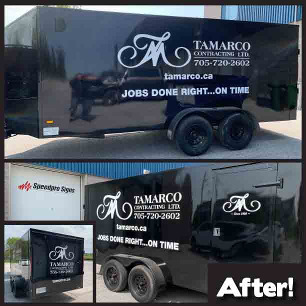 SpeedproCanada's tweet image. SpeedPro Barrie completed these cut vinyl decals on this new trailer for @tamarcocontracting and it now acts as a moving billboard! Do you have a vehicle or trailer that you would like to decal with your branding? Contact SpeedPro today! #SpeedProBarrie #SpeedPro #trailerwraps