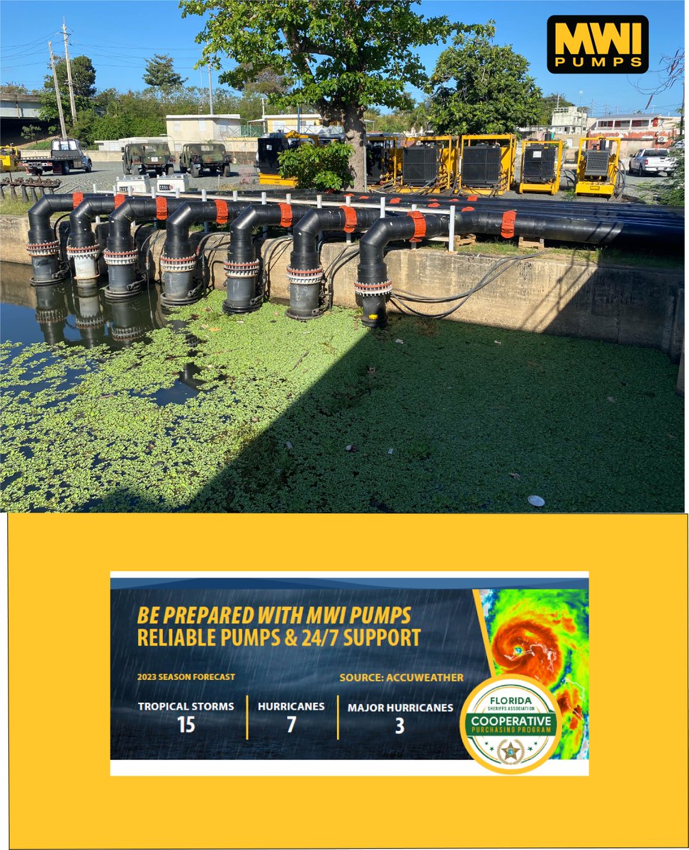MWIPumps's tweet photo. Don't let the hurricane season catch you off guard! With MWI Pumps, you can be fully prepared. Our big stormwater pumps &amp; emergency rental services can prepare you to be ready for this 2023 hurricane season. Stay ahead of the storm, plan with us.  #HurricanePreparedness #MWIPumps https://t.co/6DXTkWMBXk