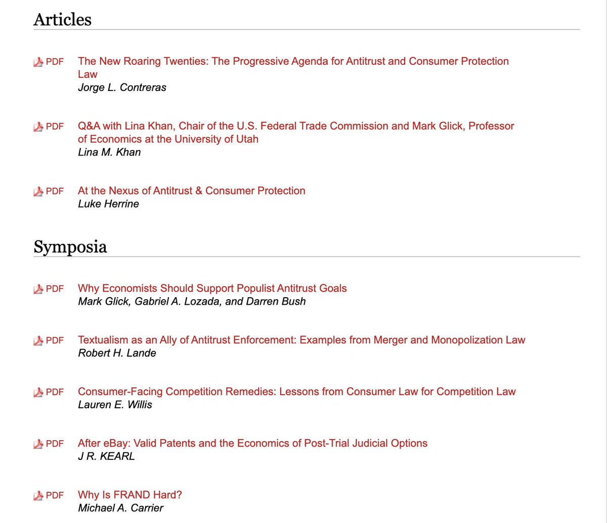 Great symposium put on by the #UtahProject on Antitrust and Consumer protection. Check it out in the @UtahLawReview. NOTE: The site separated some pieces into articles and some into symposia, but they are all from the symposium. #antitrust #lawtwitter dc.law.utah.edu/ulr/vol2023/is…