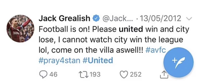 Take it easy tomorrow mate. @JackGrealish 🙏🏼👊🏻