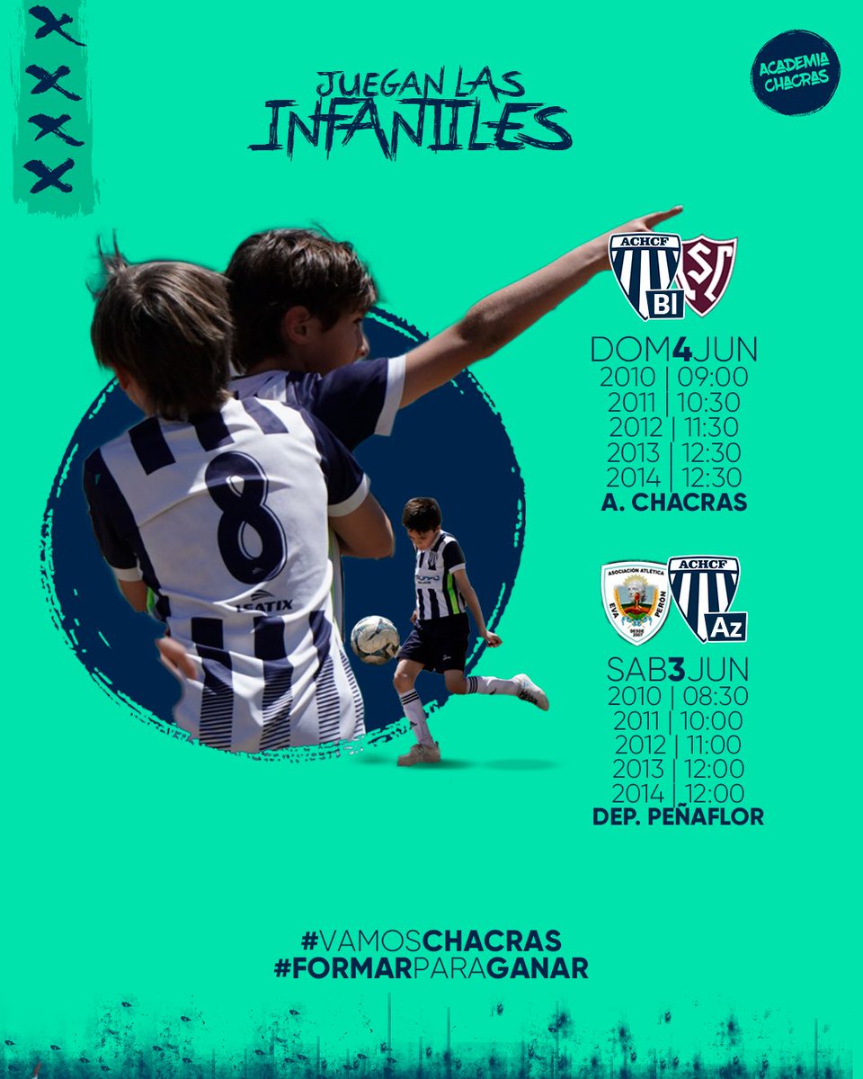 ChacrasOficial's tweet photo. #Formativas 

🫶🏻 Les dejamos la programación de este finde con clásicos incluidos frente a Luján Sport Club

🤩 ¡Hagamos de estos partidos una verdadera fiesta del fútbol lujanino! 

#VamosChacras 
#FormarParaGanar 
#15AñosFormando https://t.co/6x999hPEtb