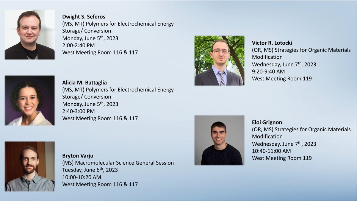 SeferosGroup's tweet photo. Looking forward to #CSC2023 next week! Come check out the group's talks on polymers for energy storage, degradation, and organic modification! https://t.co/HLB02cfBmz