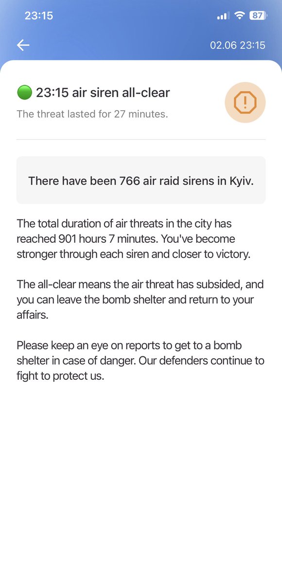 #Kyiv air siren all clear ✅