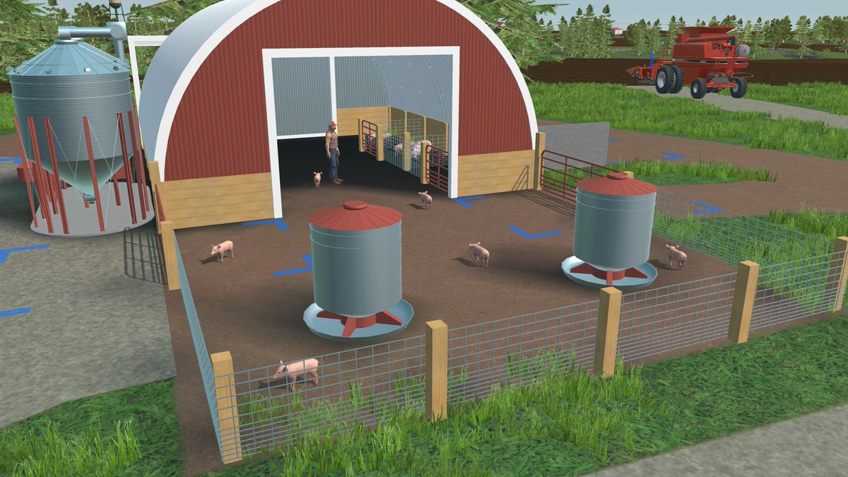 AmericanFarmin's tweet photo. The goal is to feed the hog until its weight reaches 250 lbs, at this point, it is fully fattened and ready for the Sale Barn. The manure &amp; liquid manure from the barns can be spread across your fields to add fertility. #AmericanFarming #Pigs #Farrowing #Barns #Sows #FarmGame https://t.co/AVUIKg4azx