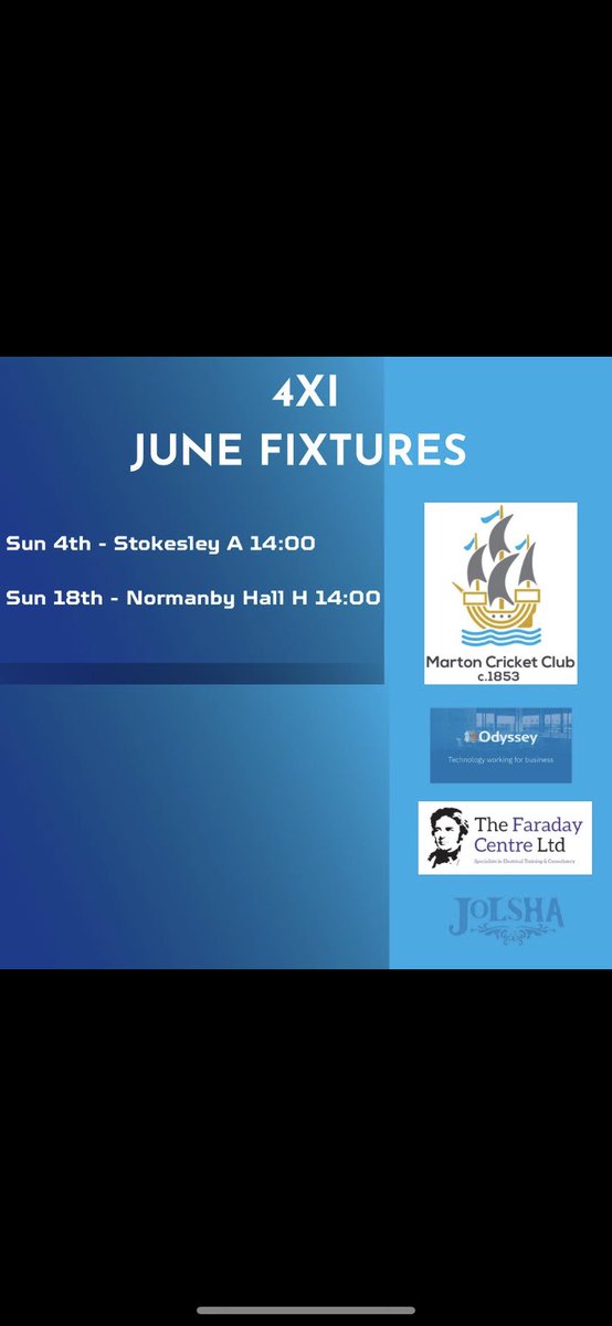 🏏Marton CC Senior Fixtures🏏