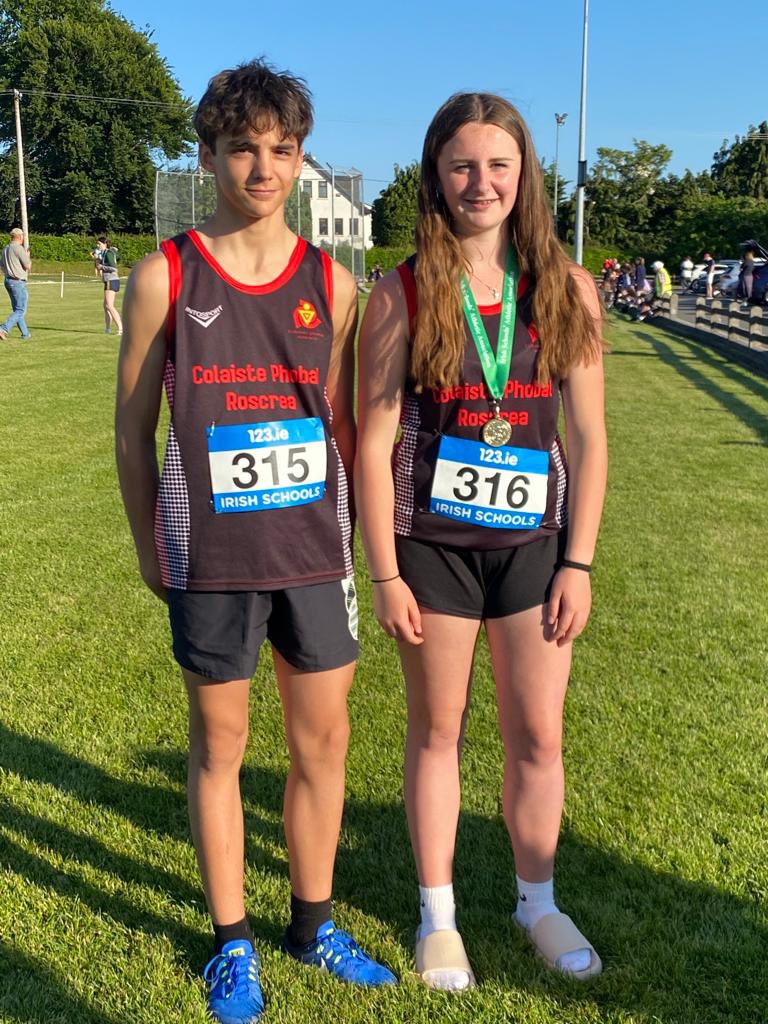 GOLD Medal for Marie tonight in Junior Girls Discus competition in Tullamore at the All Ireland Schools Athletics Finals! Congratulations Marie - Victor narrowly lost out to qualify in the long jump we wish him well in the 100m tomorrow morning! We are very proud of both of you