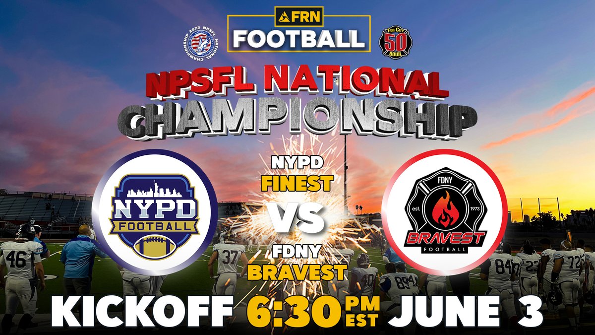 Get ready, sports fans! Catch the battle for glory between the undefeated NYPD Finest and FDNY Bravest in the Championship Game of the National Public Safety Football League!

Stream the Fun City Bowl LIVE on @AxonFRN Saturday, June 3rd at 6:30PM ET at firstrespondersnetwork.com!