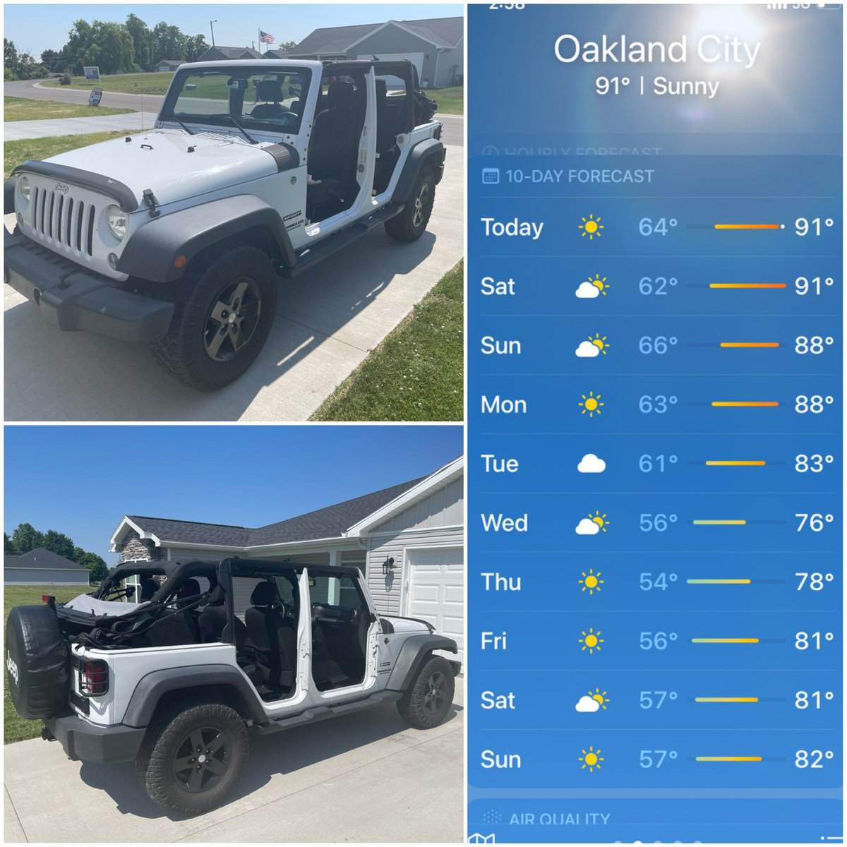 CoachKenFrench's tweet photo. Looks like another 10 days with the doors off &amp; top down in Southern Indiana! #jeeplife #beautifulsummer https://t.co/uSlc7DW3nJ