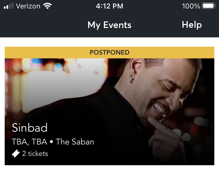 CS_Mktg's tweet photo. I bought these tix 3+ years ago. Concert delayed due to COVID, but never rescheduled. @Ticketmaster @sinbadbad Plz authorize refunds for ticket holders. It’s ridiculous to keep our money after all this time. 
#Sinbad #Ticketmaster #LosAngeles https://t.co/KlavmUH5Rt