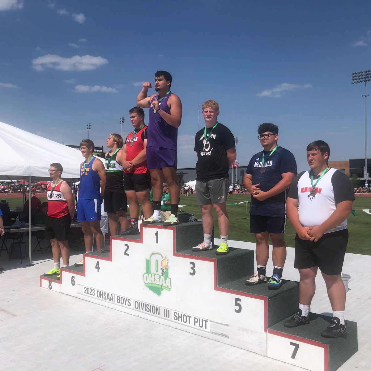 Congratulations to <a href="/TrackVHS/">Valley Track & Field</a> senior <a href="/JustinMoore62/">Justin Moore</a> who on Friday captured the <a href="/OHSAASports/">OHSAA Sports</a> Division III boys shot put championship with a best throw of 62-feet 10 and 1/2 inches on final throw of career. <a href="/JasonFell32/">Jason Fell</a> <a href="/PaulCarver09/">Paul Carver</a> <a href="/JacobSmithPDT/">Jacob Smith</a> <a href="/KColleyRivals/">Kevin Colley</a> <a href="/Williams69Mark/">Mark Williams</a>
