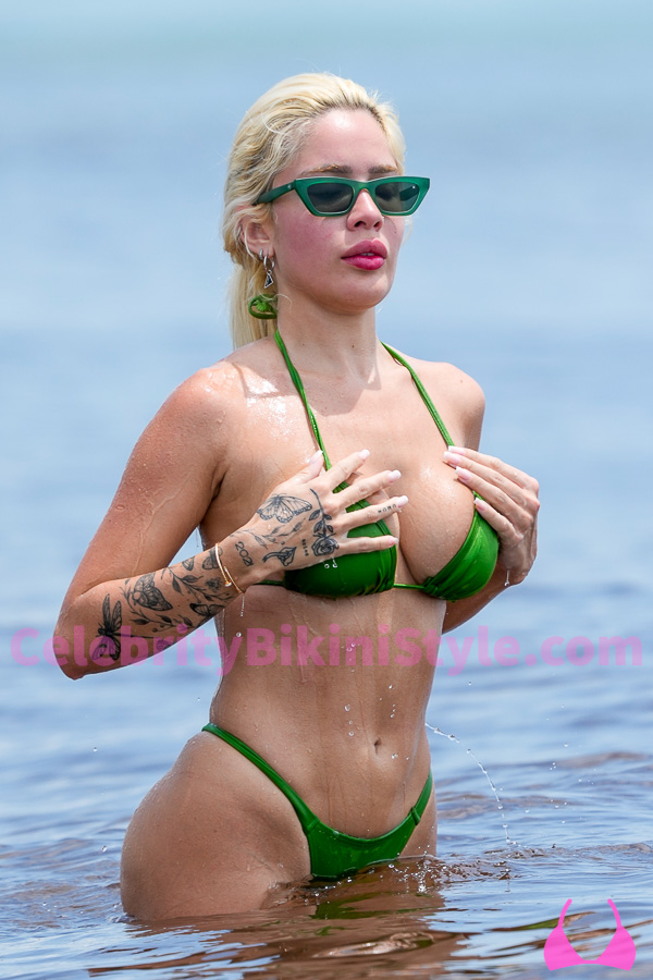celbikinistyle's tweet photo. Karoline Lima in a green triangle top bikini at the beach in Miami. https://t.co/7QZ8yS0s6P