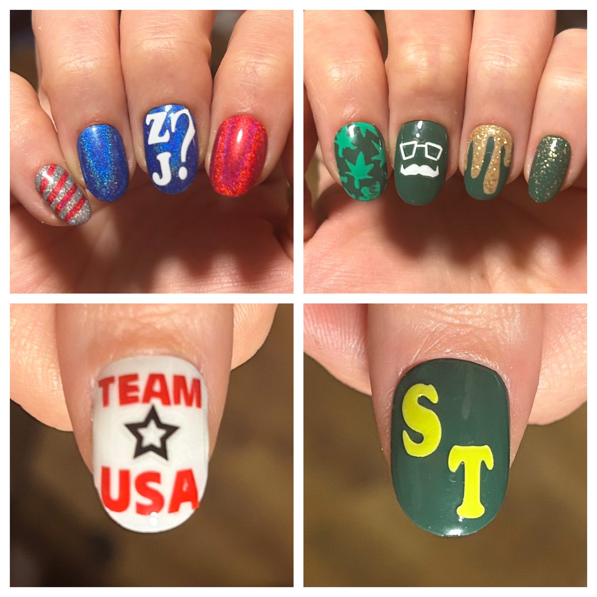 DabHolo's tweet photo. Some of the most fun Nail Art I’ve done in a Loooooooonnngggg time! 🥰🥰 @brokenlizard themed for the @jaychandrasekha show tonight!!!! https://t.co/RUUk9k5oEI