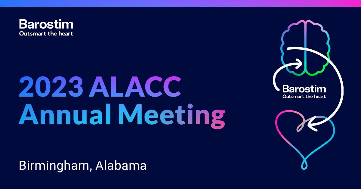 CVRx_Barostim's tweet photo. Today, the 2023 ALACC Annual Meeting kicks off in Birmingham, Alabama. Visit us to learn how #Barostim patients had 3 times greater improvement in quality of life scores than patients on GDMT alone. #CVRx #OutsmartTheHeart #ALACC
ISI: https://t.co/gLkTjml7tH https://t.co/RXSEQbPRv2