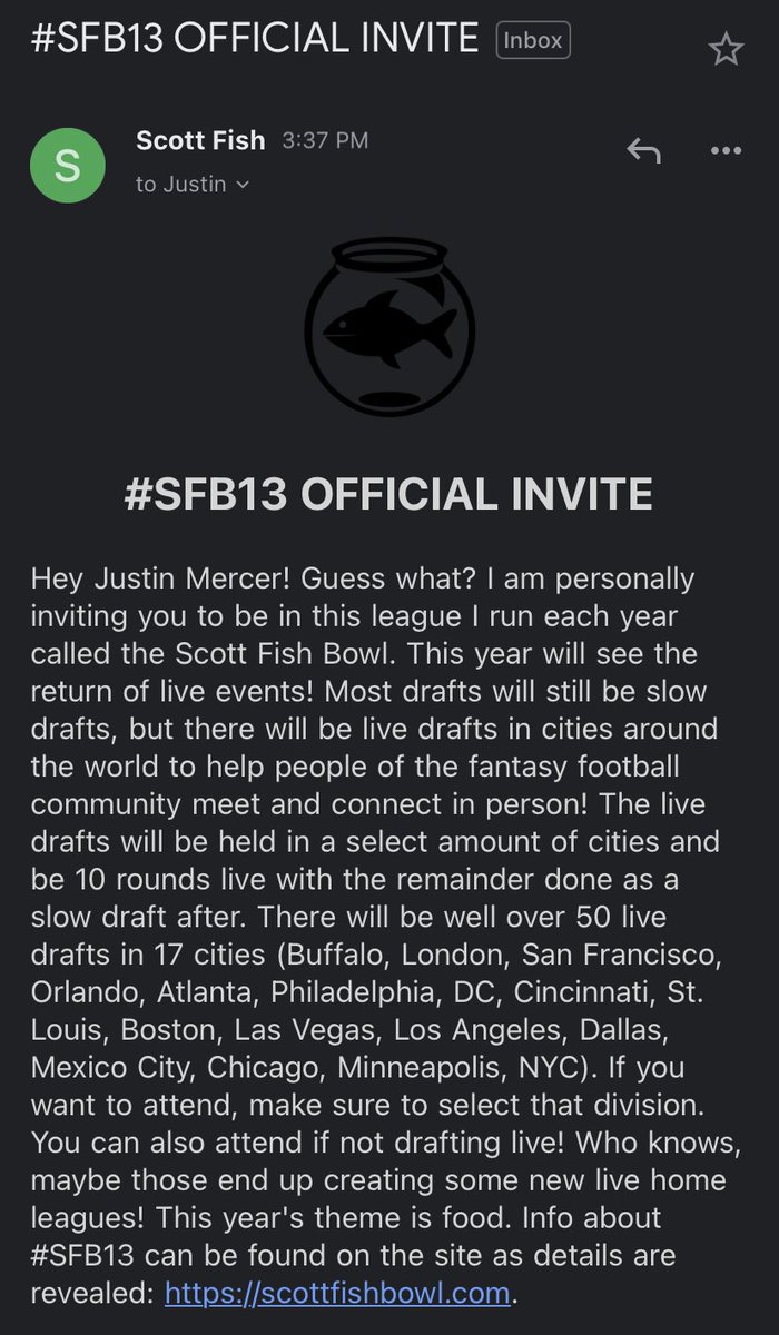 C2CDynastyMerc's tweet photo. A special thanks to @DynastyOuthouse and @JohnBoschFF for doing a FINAL 100 yard rush for a spot on Russ’s Birthday! Thanks to @ScottFish24 for all you do to set this up and bring us all together! Ready to Have Fun and Give Back to @FantasyCaresOrg #SFB13 https://t.co/ZJ60h3tXC8
