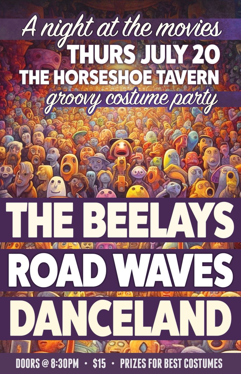 Danceland12's tweet photo. hey hey! this is going to be a fun show! Danceland's first show at the @HorseshoeTavern with @thebeelays – a soulful six-piece, female-fronted, funk-rock fusion band and @RoadWavesBand bringing their high energy, soulful, funky live show. see ya there!!
#jamband #torontolive https://t.co/75NRudUF2U
