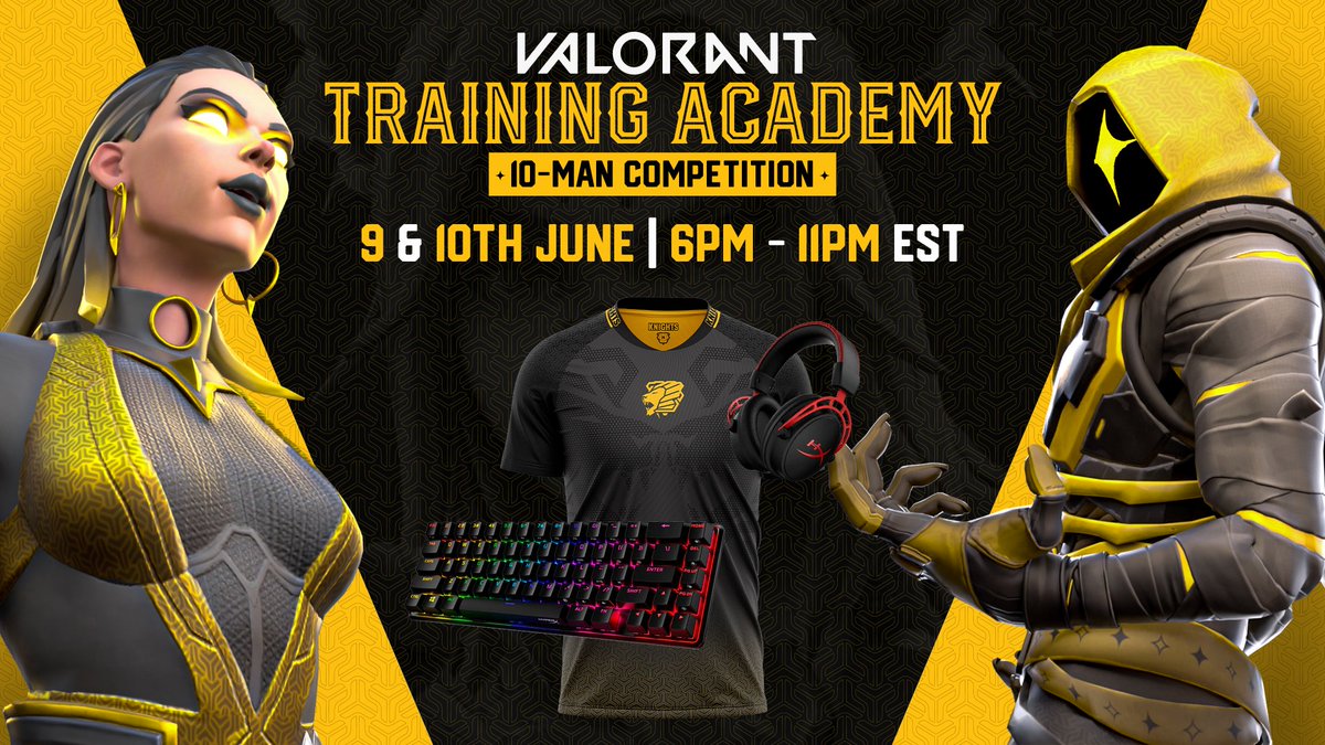 Embrace the challenge, improve your skills, and all while playing solo in our upcoming 2-day Valorant event!

Join players of all ranks for a chance to win various @HyperX & Knights prizes.

Want to know more? Check out our event page! 👇
pks.gg/Academy-June