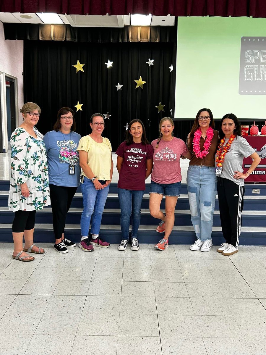 CShaver2883's tweet photo. Calyssa got to give a brief speech at the teachers end of school year meeting at her school. All of her teachers throughout the years are still at @NISDEvers Elementary and they all took a picture with her. So awesome! @NISD @MrsHdz123 @linda_bock3 @anjanette_amaya https://t.co/umpPbW9VL3