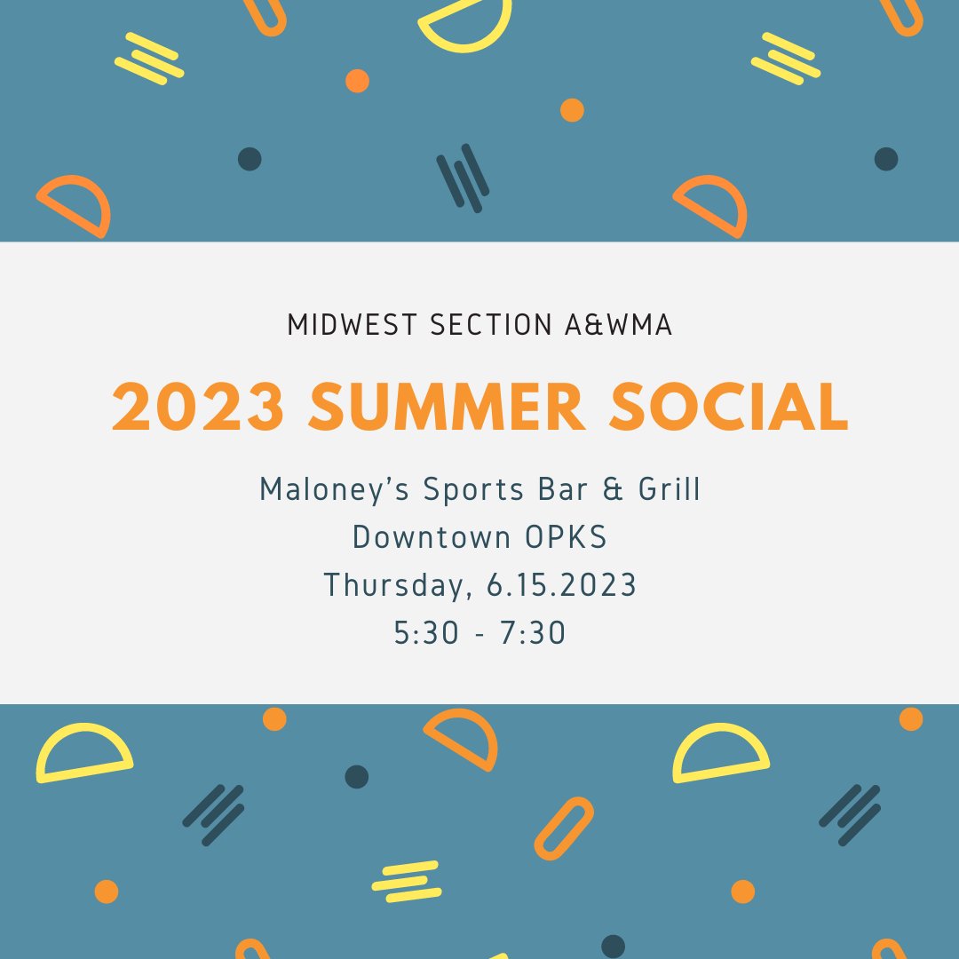 We hope you can join us on the rooftop patio of Maloney's in Downtown Overland Park on June 15 for our annual summer social/happy hour! Connect with colleagues and enjoy appetizers and beverages provided by A&amp;WMA!

Please RSVP for this free event here: midwestawma.org/events/2023-su…