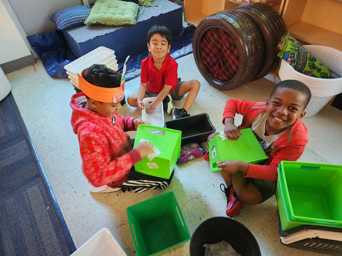 These boys are huge helpers! They were so excited to clean out our book bins!