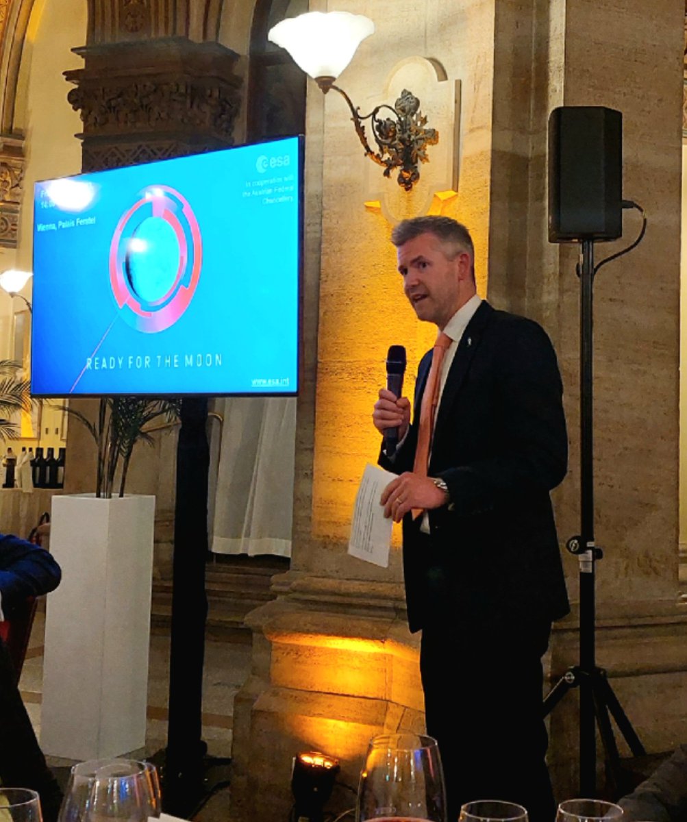 vincentlieser's tweet photo. No @Thom_astro in Vienna - yet - but truly inspirationnal speeches by fellow @esa astronaut Frank de Winne, member of ESA astronauts reserve @ESAastro_Carmen 🇦🇹 and #parastronaut #JohnMcFall on the importance of investing into Europe's autonomy in Space https://t.co/4FWuV30GVq