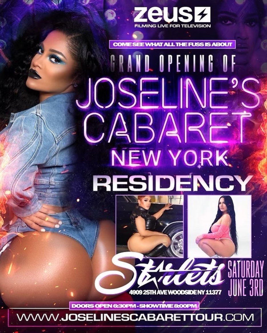 The_ZeusNetwork's tweet photo. TOMORROW, The Puerto Rican Princess @MsJoseline invites you all to join her for Season 4 #JoselinesCabaretNewYork GRAND OPENING at #StarletsNYC!! 🤯 Who’s ready to turn up the Big Apple with #Joseline?! Drop those 💃🏽 in the comments 👇🏾
Ticket Purchase:
https://t.co/rjqOFTPcvG https://t.co/EkoL2b6uLn