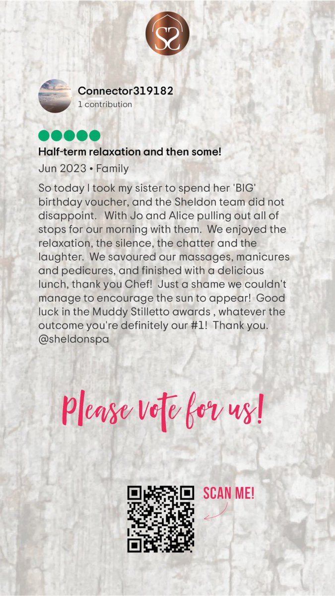 SheldonSpa's tweet photo. Just over 48 hrs remaining to place your vote in the finals of the Kent @muddystiletto Awards 2023 in the category of Best Day Spa #sheldonspa #forthewin #PrideMonth #gratitude https://t.co/8PHeb4ZX1q