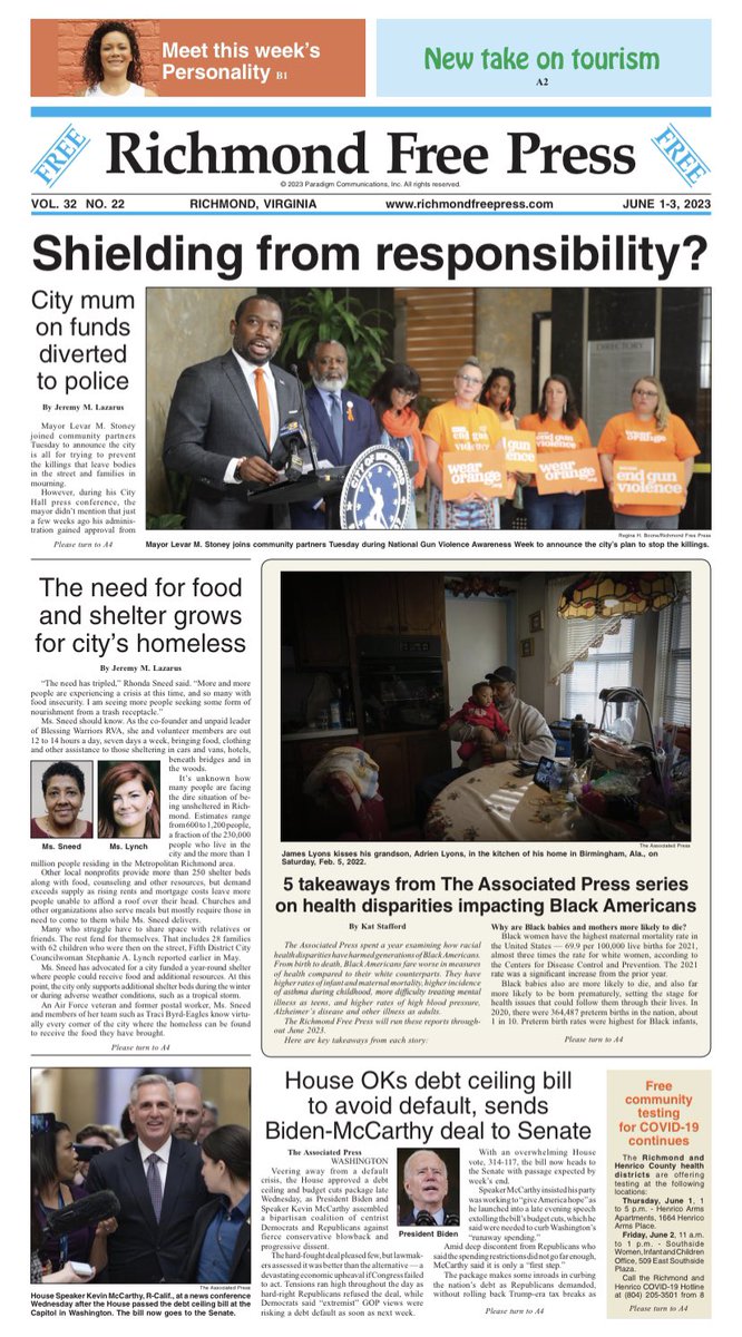FreePressRVA's tweet photo. ICYM our latest edition, pick up a copy or read us online: https://t.co/yFLu6n0G3b #weekly #newspaper #richmondfreepress #local #community #journalism #photojournalism #news #newstouse #BlackPress #RVA #richmondva #Virginia #headlines #read https://t.co/Sex13edn56