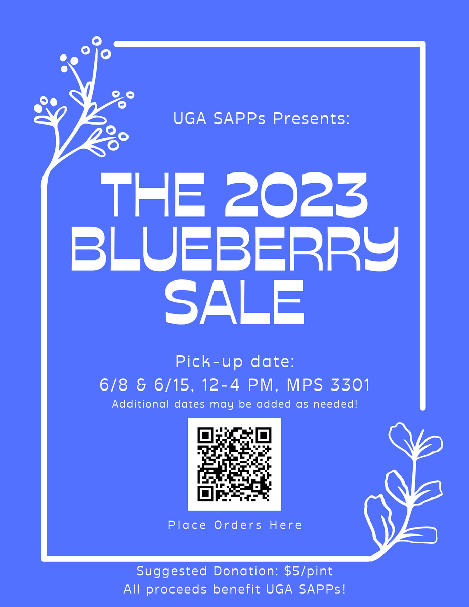 UGA_SAPPs's tweet photo. It's the annual SAPPs Blueberry Sale!!! 🫐☀️ Show us your support by ordering blueberries from us! Just scane the QR code. These are blueberries harvested by us and volunteers. https://t.co/fOc22PbaVD