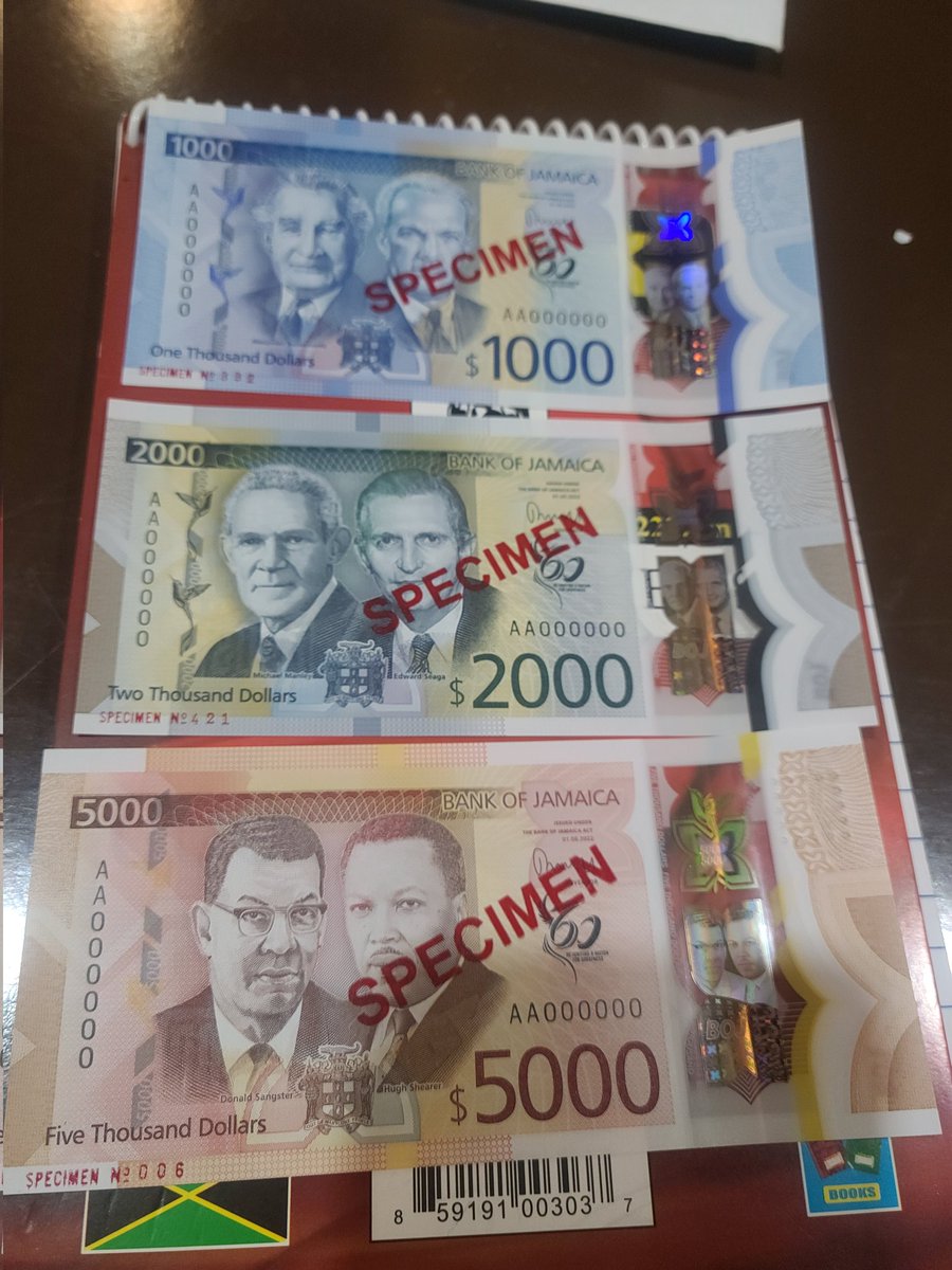 Did the new bank notes training seminar with BOJ yesterday and it was pretty interesting.  These new notes are made of polymer and are at least 50% more durable. They also have some unique features which make them much harder to counterfeit.  I took a pic of these.