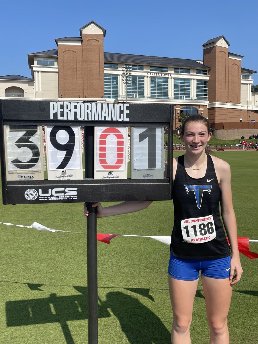 TuscaroraHusky's tweet photo. Congratulations to Alysa Carrigan on capturing the VHSL Class 4 State triple jump with a bound of 39–1. Out of this world! https://t.co/XVD1deWVoz