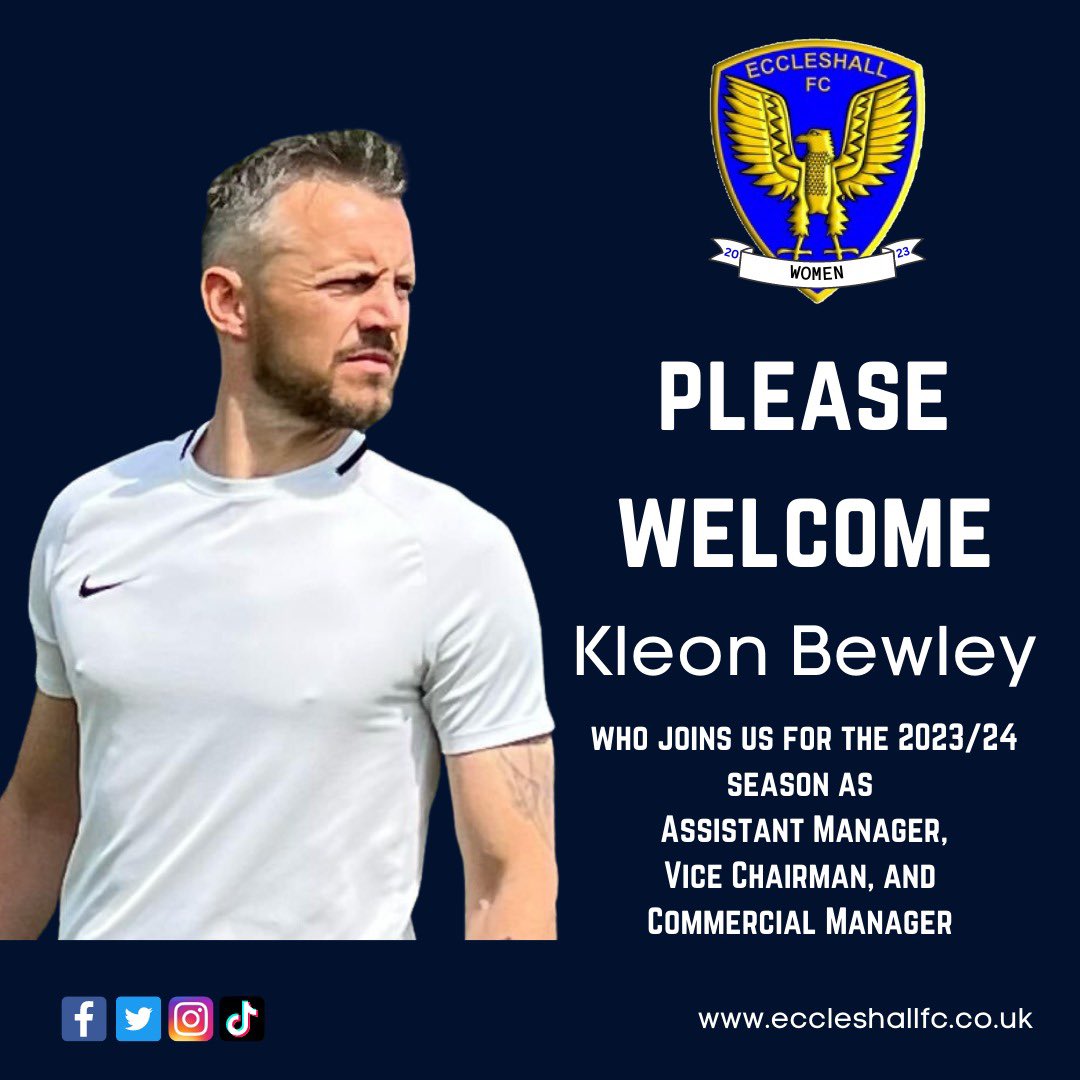 eccleshallfcw's tweet photo. - Kleon’s our man!

We are delighted to announce that @KLBewley has joined us as Assistant Manager, Vice Chairman and Commercial Manager for the 2023/24 season!

Welcome to the Club!

#welcome #assistantmanager #vicechairman #commercialmanager #kleon #appointment #welcomekleon https://t.co/U58BD8Br9e