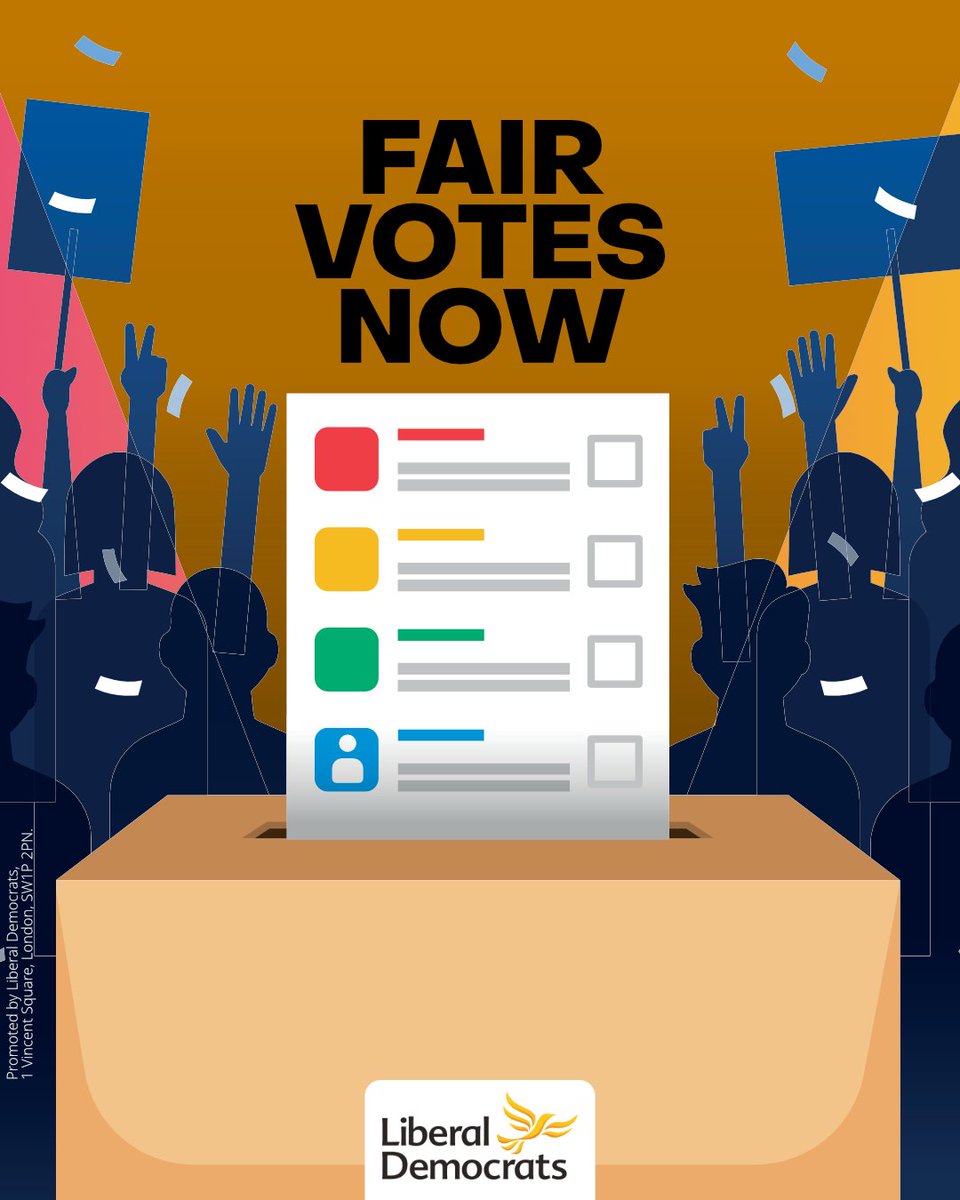 LibDems's tweet photo. We are campaigning for fair votes and proportional representation - to ensure every vote counts.

https://t.co/V8pTQ8u9Pf https://t.co/zXVgssv8xh