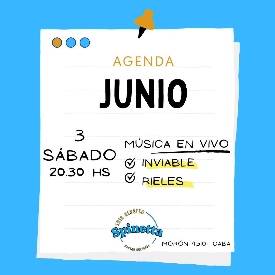 cc_spinetta's tweet photo. 🗓️ JUNIO EN EL SPINETTA •

📣 Estas son algunas de las actividades que tenemos este mes

🎭 Empiezan las clases de Tango y tenemos una clase abierta de Teatro para que te sumes!! https://t.co/vtX6YRhOXV